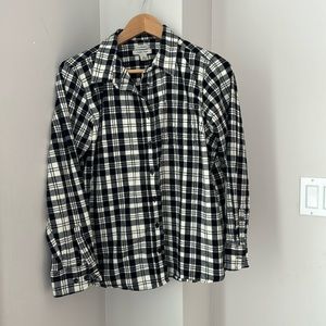 L.L. Bean Womens Scotch Plaid Flannel Shirt Slightly Fitted Size L petite